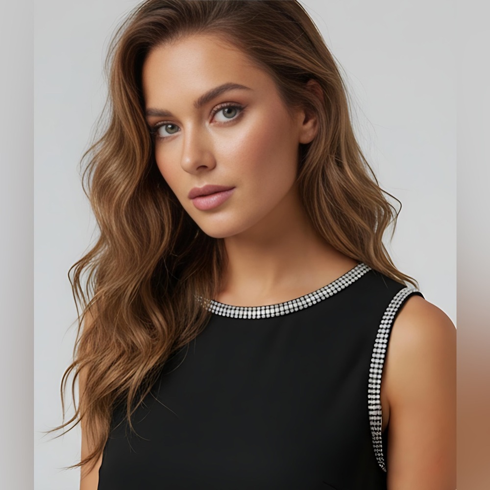 Rhinestone Embellishment Mini Dress Black - Picture 4 of 10